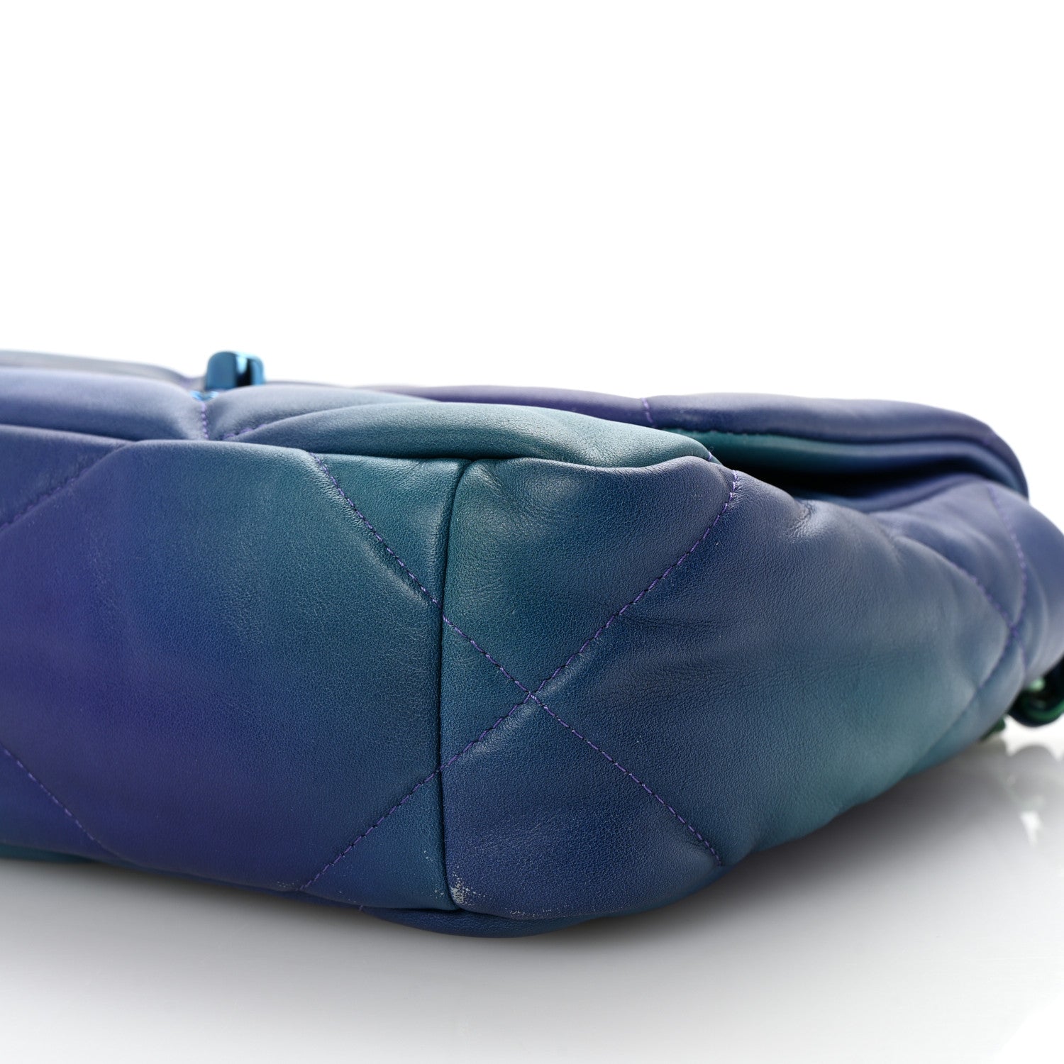 Chanel Tie Dye Calfskin Quilted Medium Chanel 19 Flap Blue Purple 10 of 11