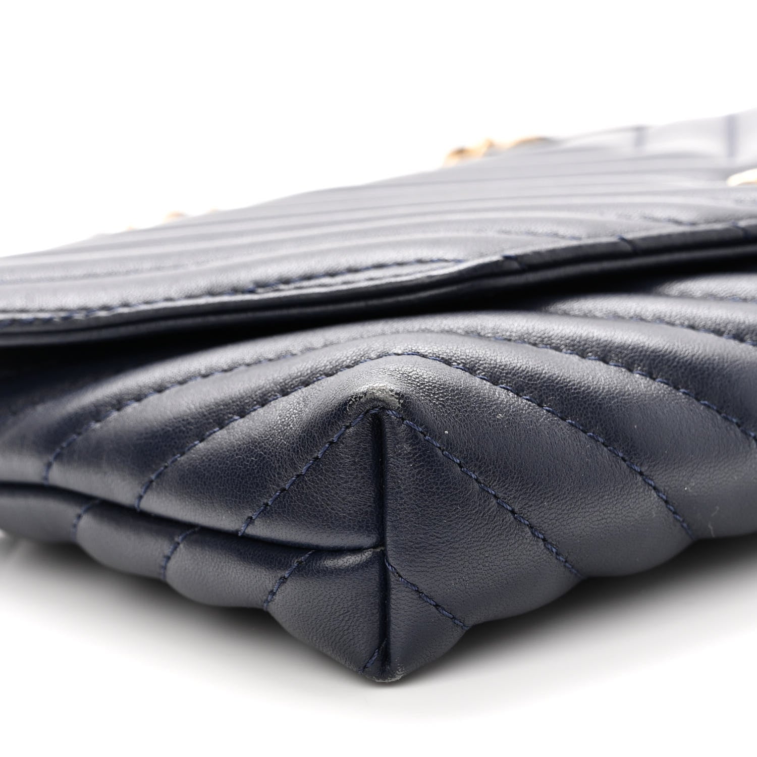 Chanel Lambskin Chevron Quilted East West Flap Navy 8 of 11