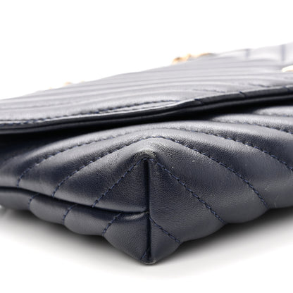 Chanel Lambskin Chevron Quilted East West Flap Navy 8 of 11