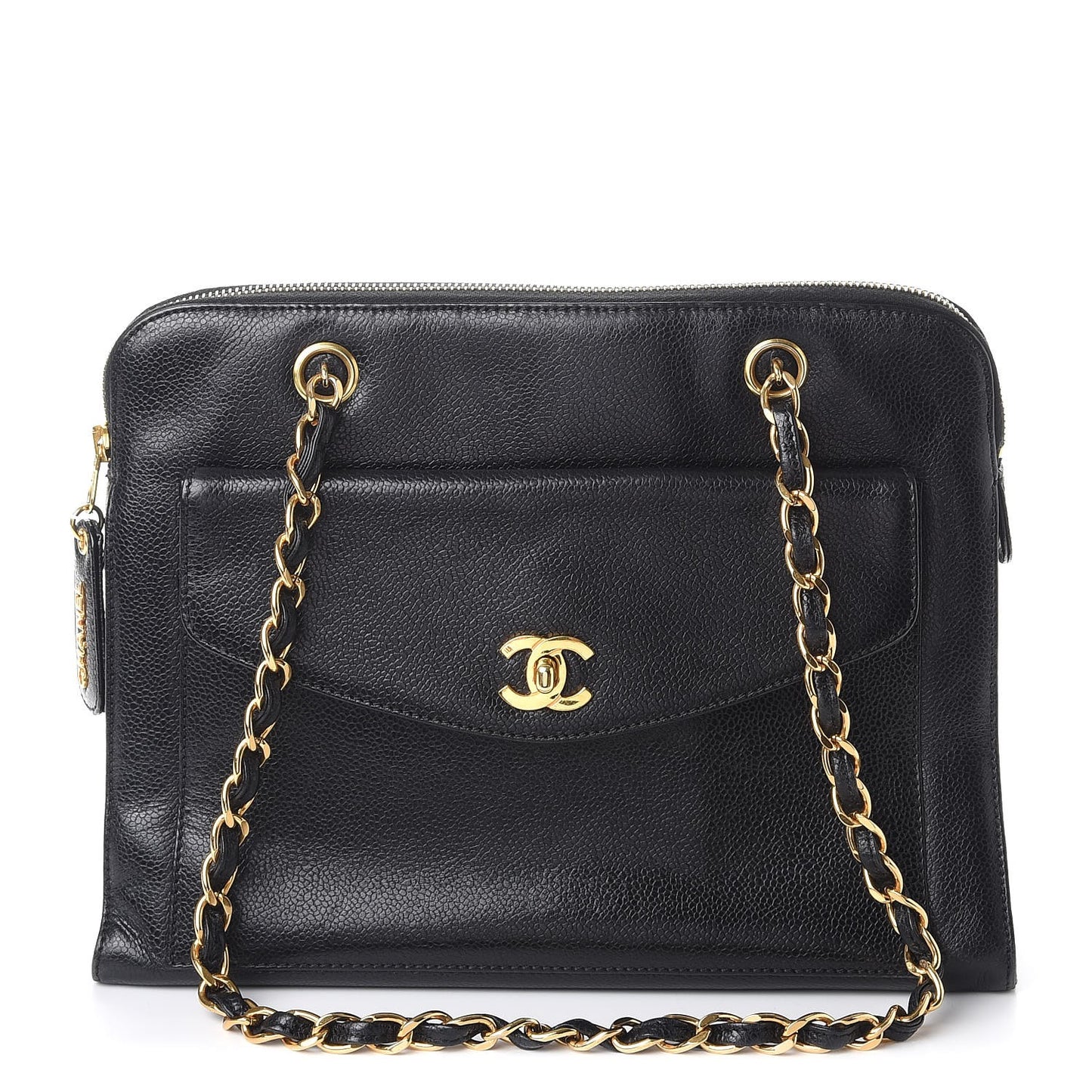 Caviar Flap Shoulder Bag Black