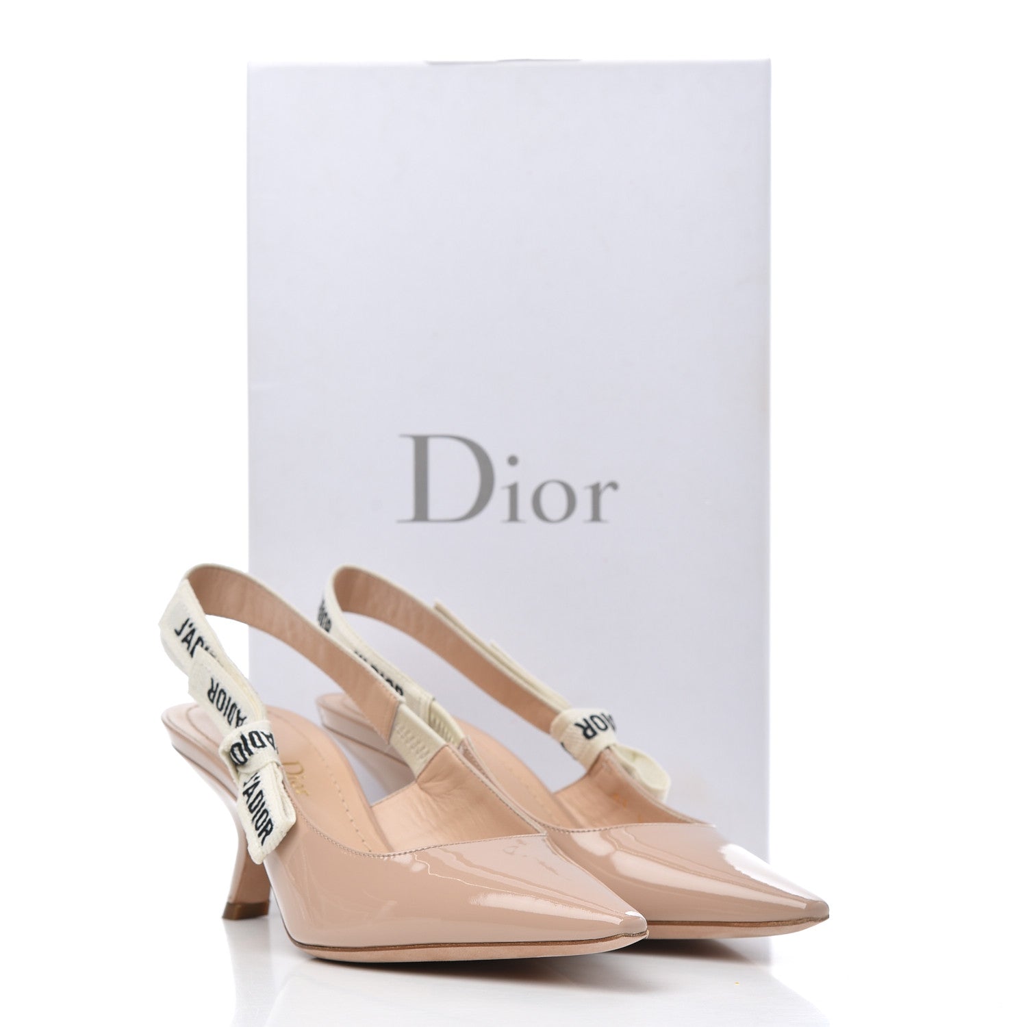 Christian Dior Patent Ribbon J'Adior Slingback 65mm Pumps 35.5 Nude 14 of 14