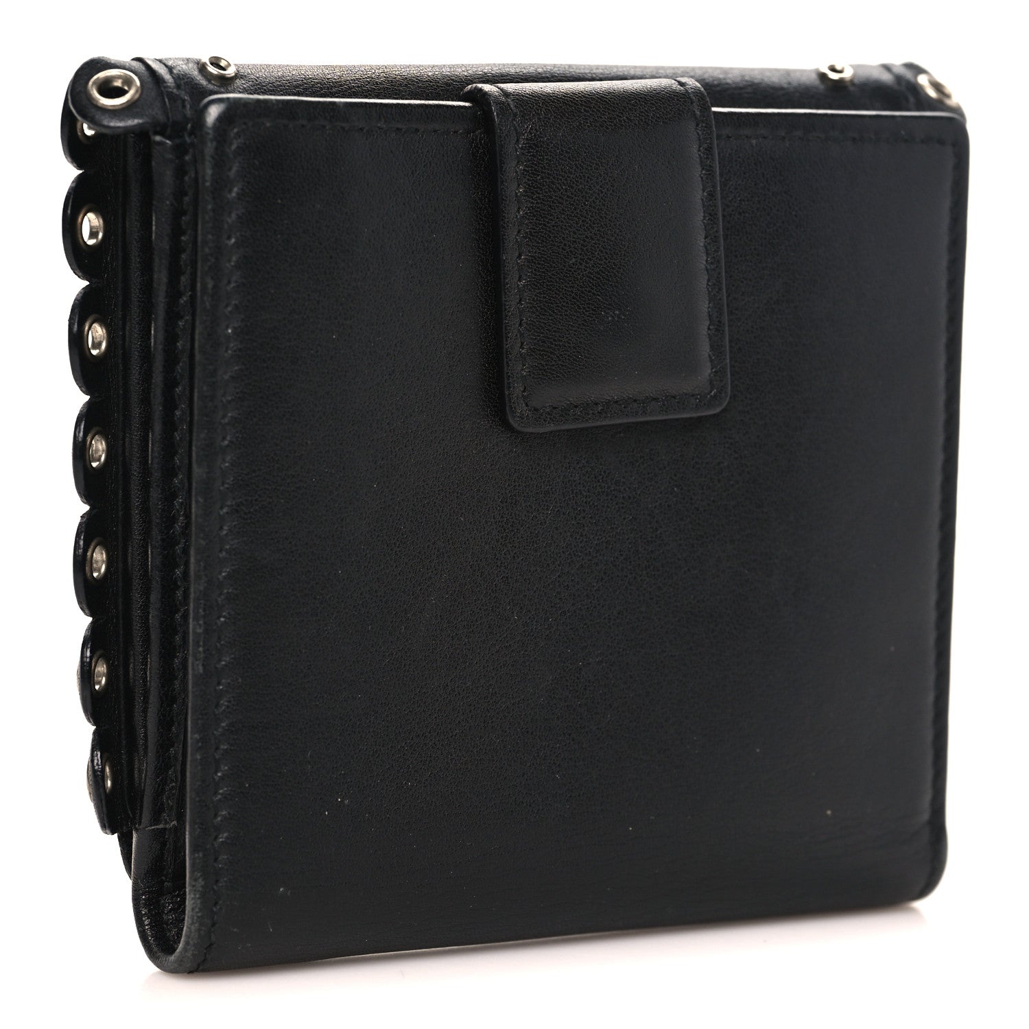 Christian Dior Calfskin Studded Peace Compact Wallet Black 3 of 8