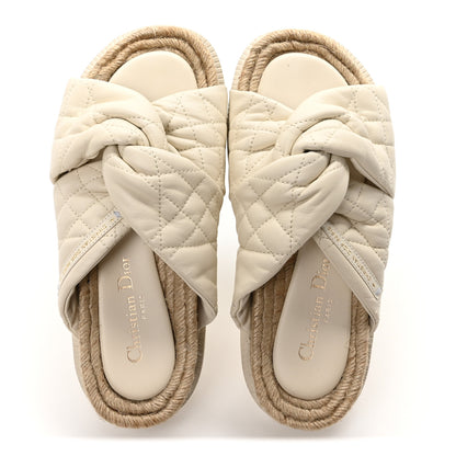 Christian Dior Calfskin Cannage Dtwist Espadrille Platform Sandals 36 White 2 of 9