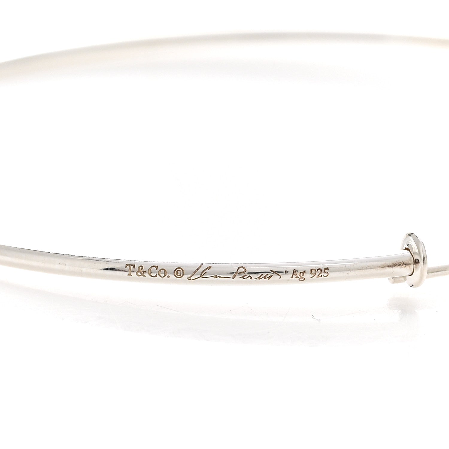 Tiffany Sterling Silver Diamond Medium Elsa Peretti Hoop Earrings 4 of 4