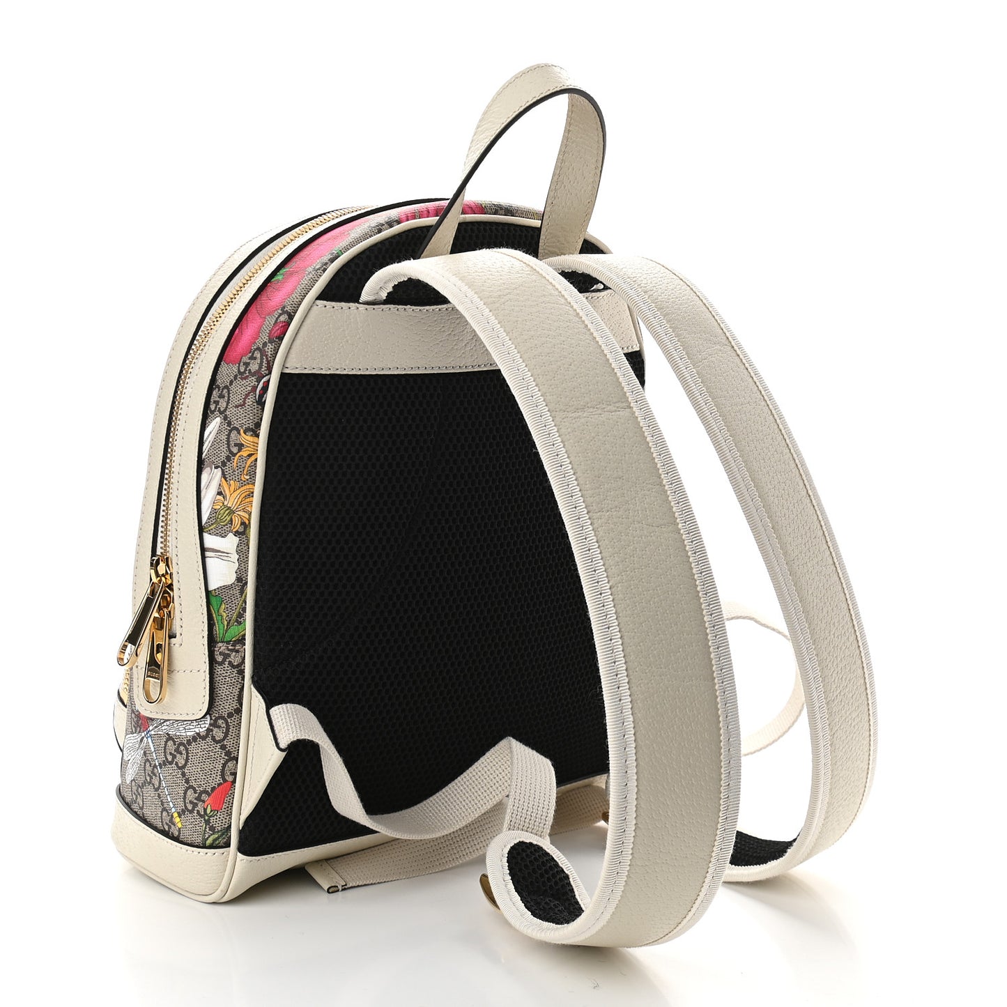 GG Supreme Monogram Flora Web Small Ophidia Day Backpack White