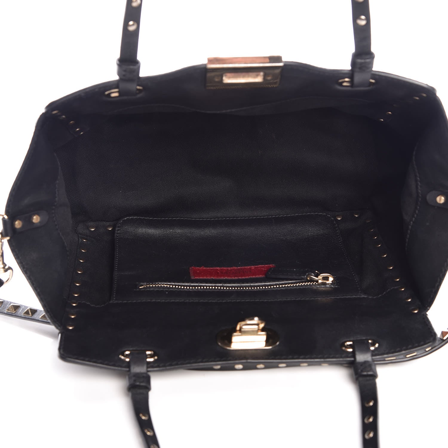 Valentino Garavani Vitello Small Rockstud Tote Black 5 of 6