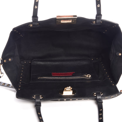 Valentino Garavani Vitello Small Rockstud Tote Black 5 of 6