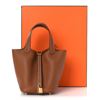 Hermes Taurillon Clemence Picotin Lock 18 PM Gold 12 of 12