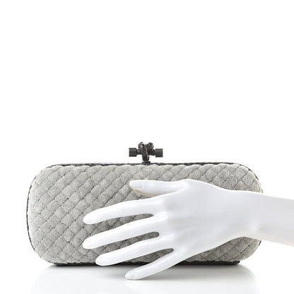 Bottega Veneta Velvet Intreccio Impero Ayers Knot Clutch Gray 2 of 6
