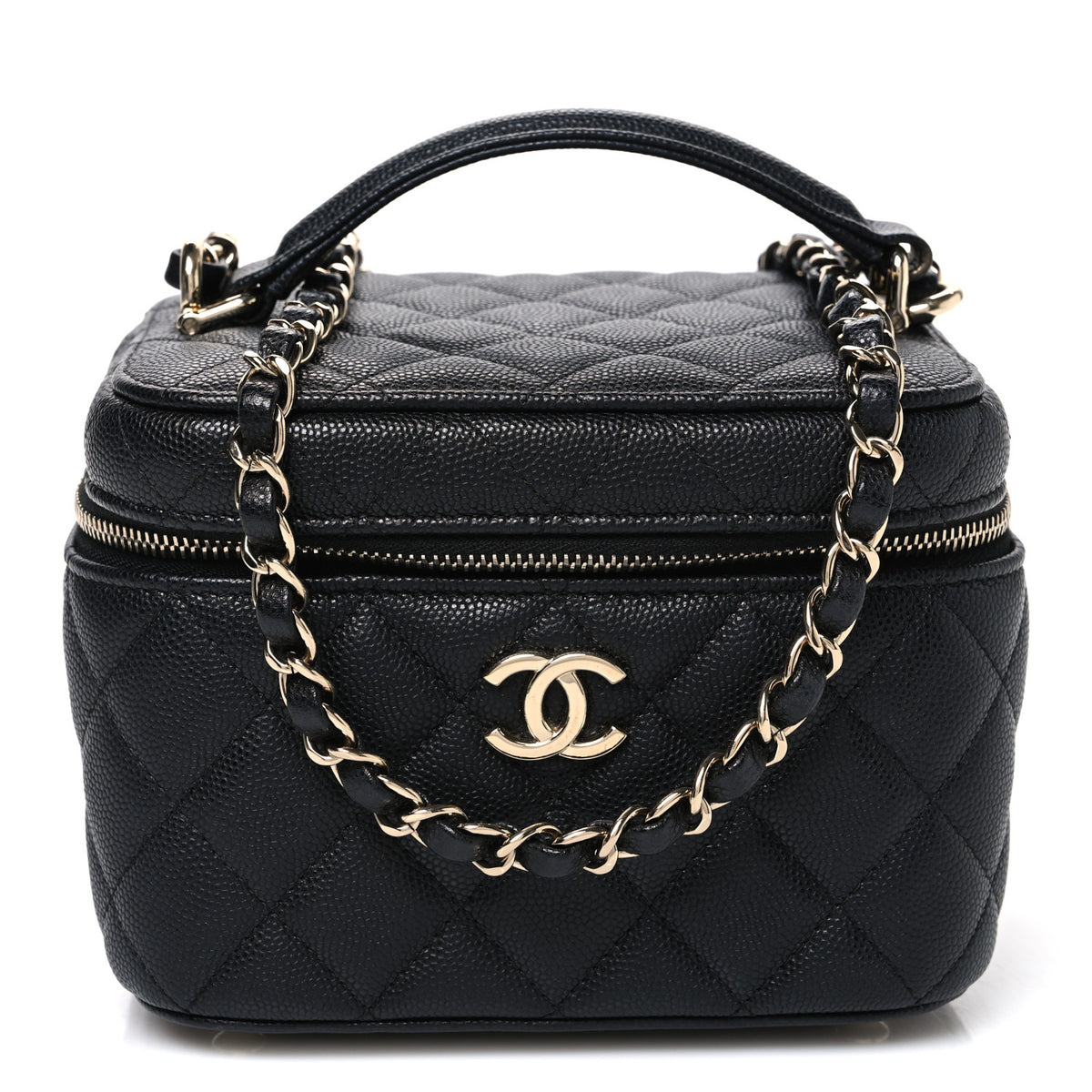 Caviar Quilted Small CC Vanity Case Black