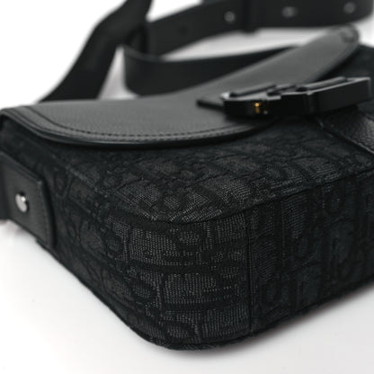 Christian Dior Oblique Jacquard Grained Calfskin Saddle Pouch With Strap Black 9 of 11