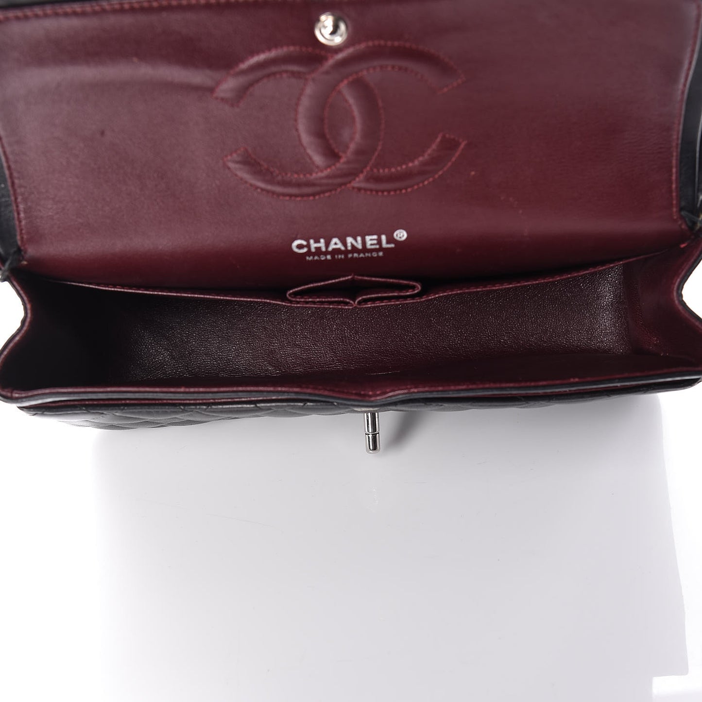 Lambskin Quilted Medium Double Flap Bag Black