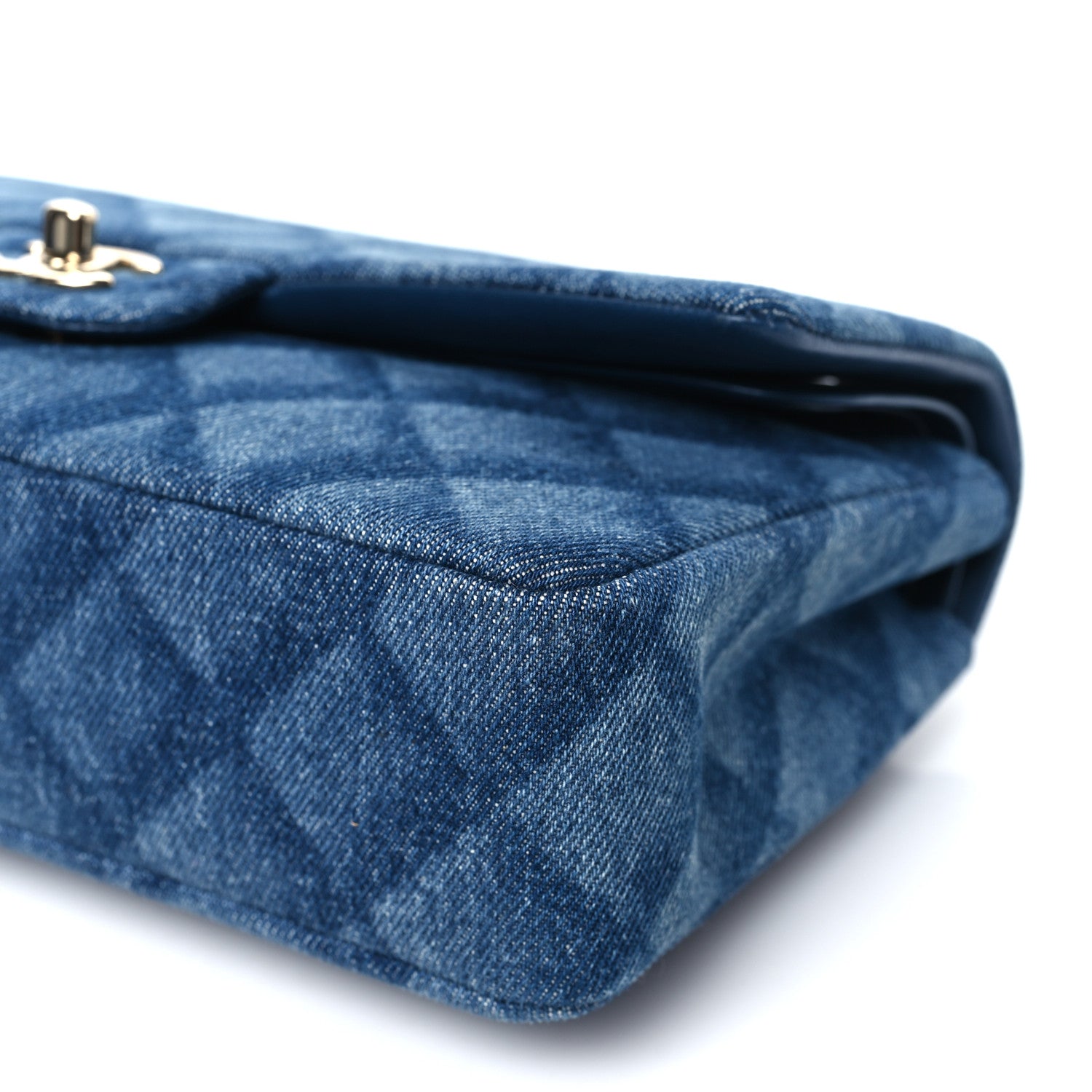 Chanel Printed Denim Quilted Medium Double Flap Dark Blue 10 of 10