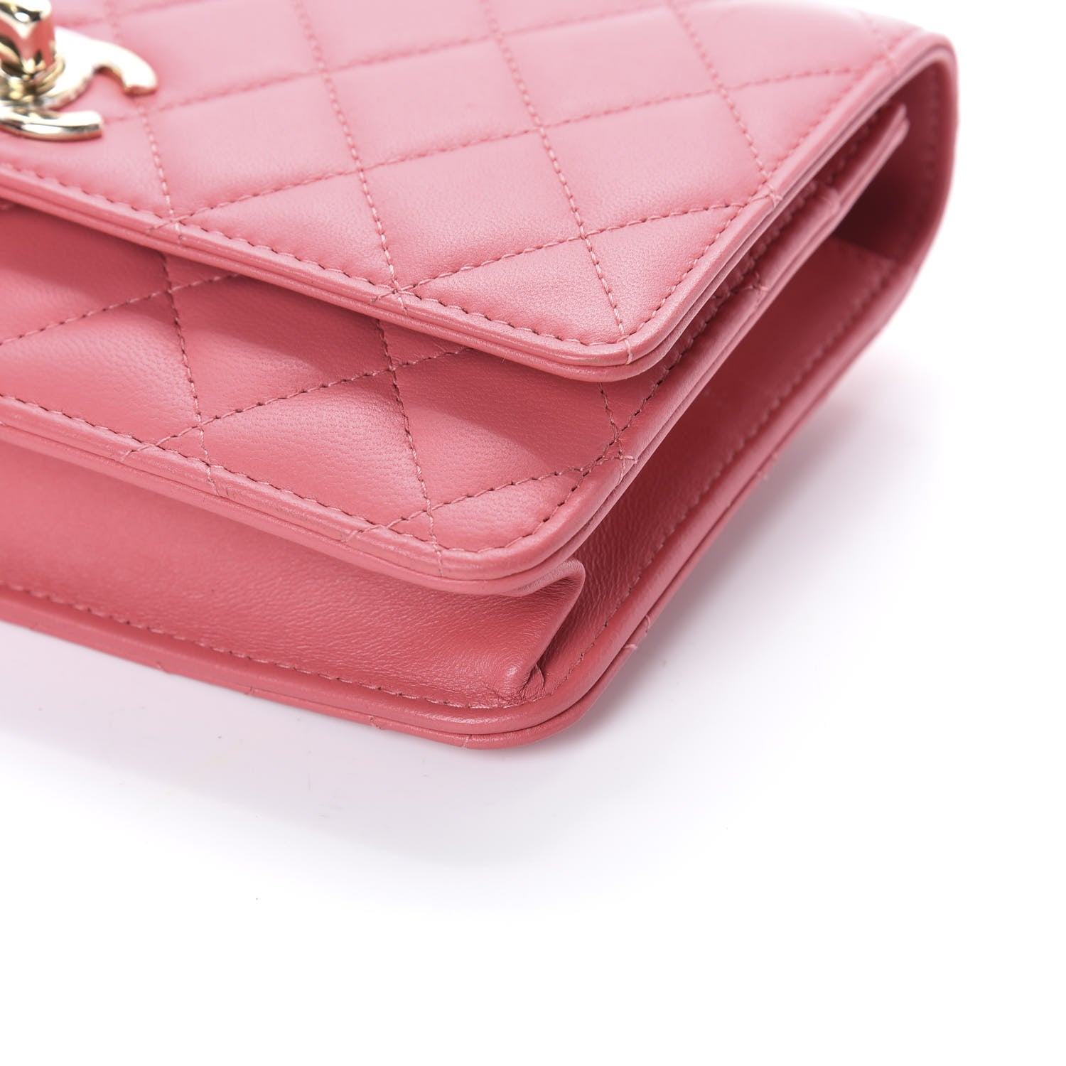 Chanel Lambskin Quilted Trendy CC Wallet On Chain WOC Bright Pink 10 of 10