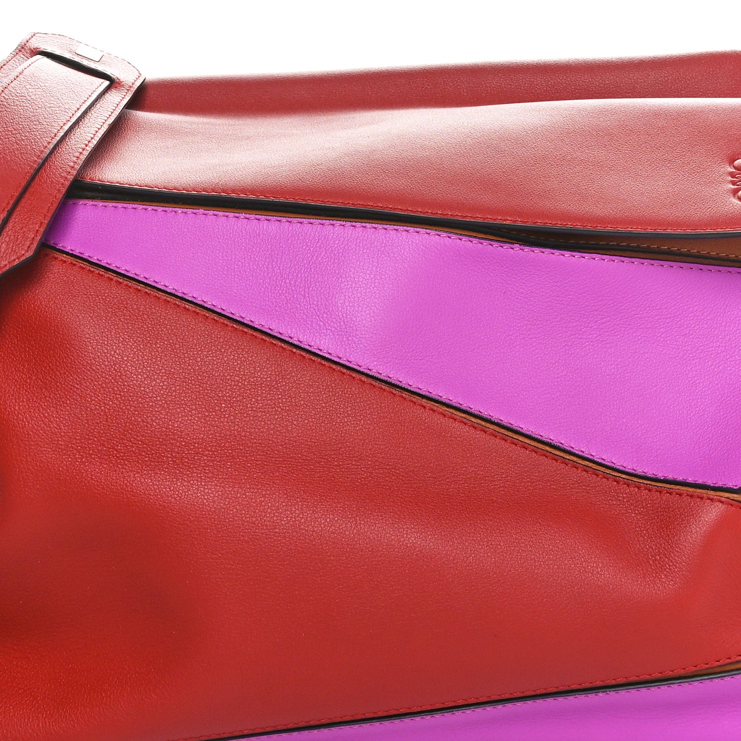 Loewe Calfskin XL Puzzle Bag Red Tan Pink 8 of 10