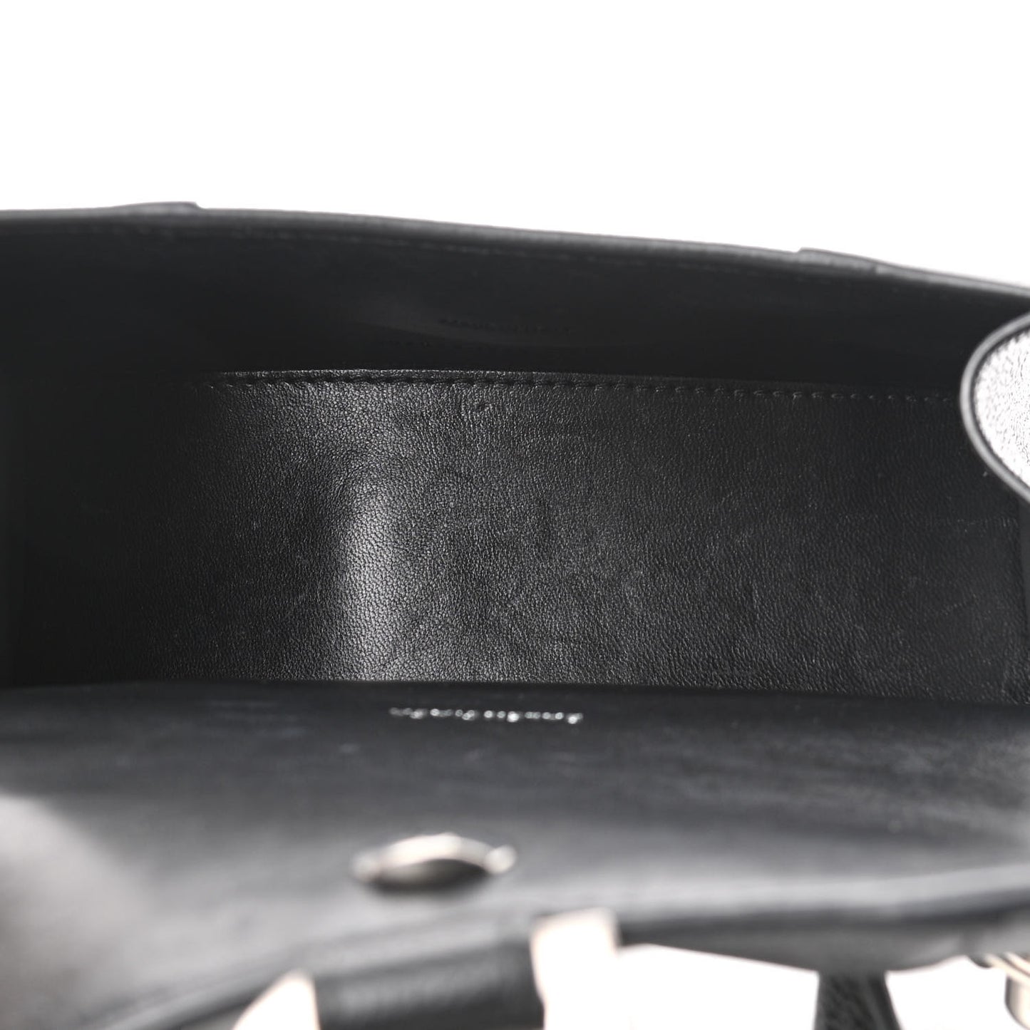 Grained Calfskin Hourglass Top Handle Bag XS Black