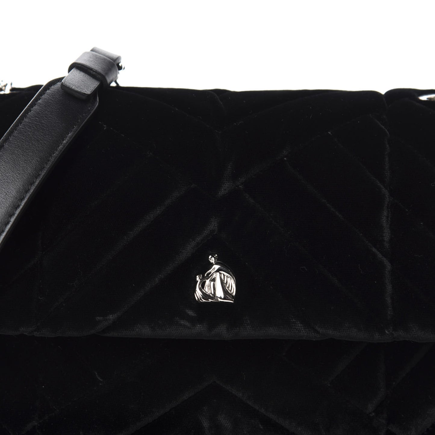Velvet Mini Sugar Flap Shoulder Bag Black