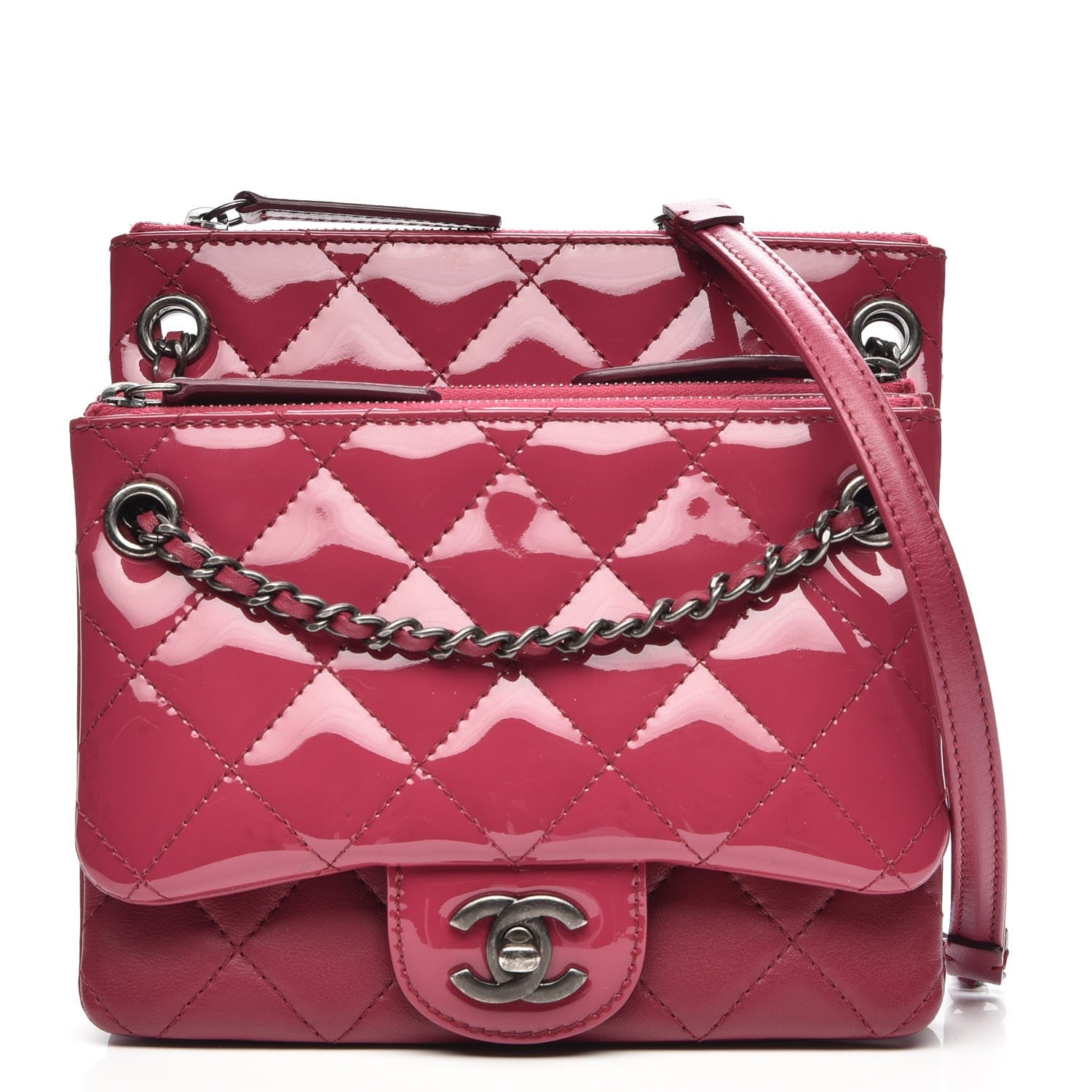 Chanel Patent Quilted Crossbody Pink 1 of 9