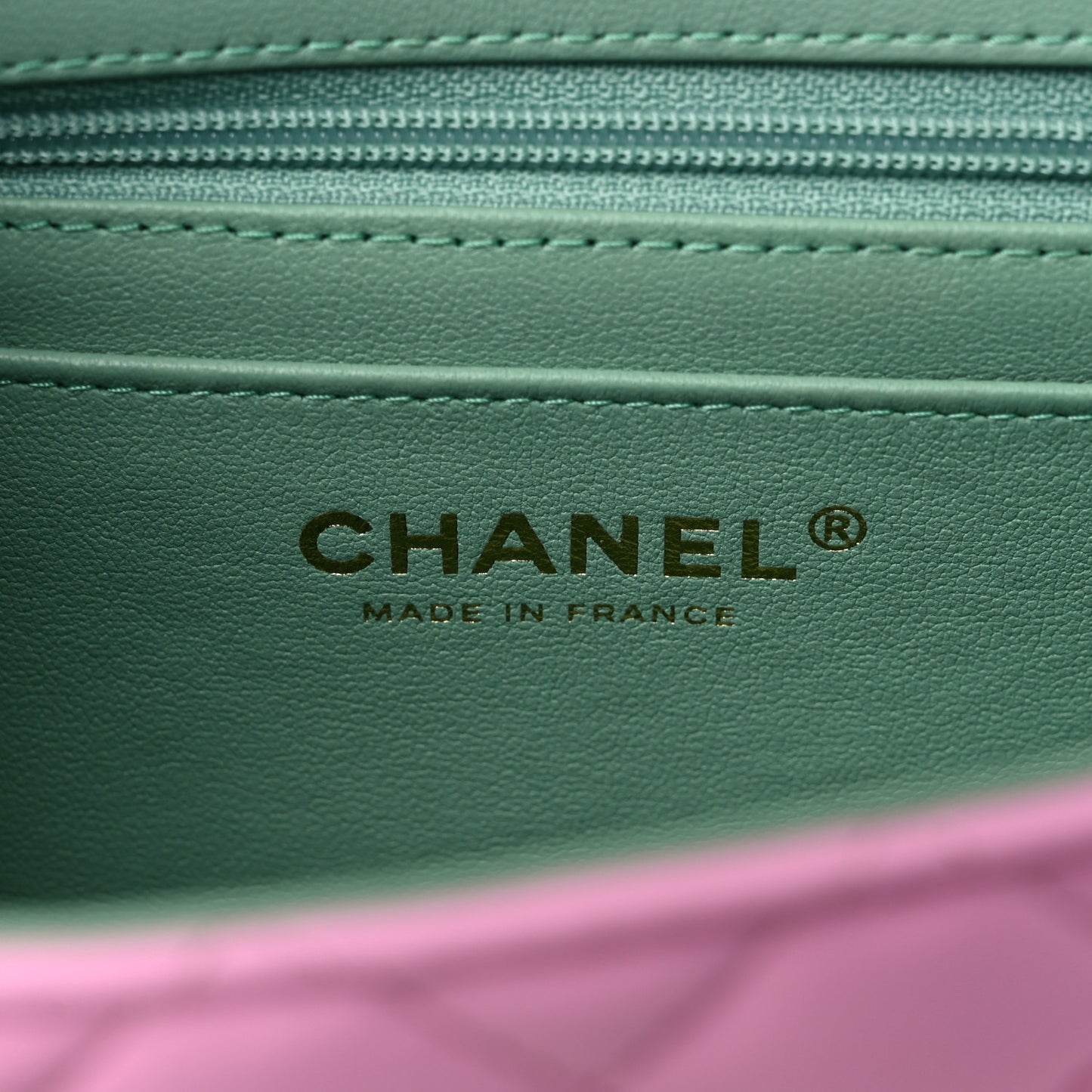 Lambskin Quilted Mini Top Handle Rectangular Flap Lilac Light Green