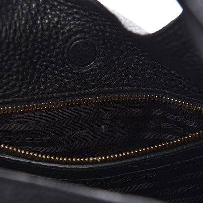 Prada Vitello Daino Embossed Logo Hobo Black 10 of 21
