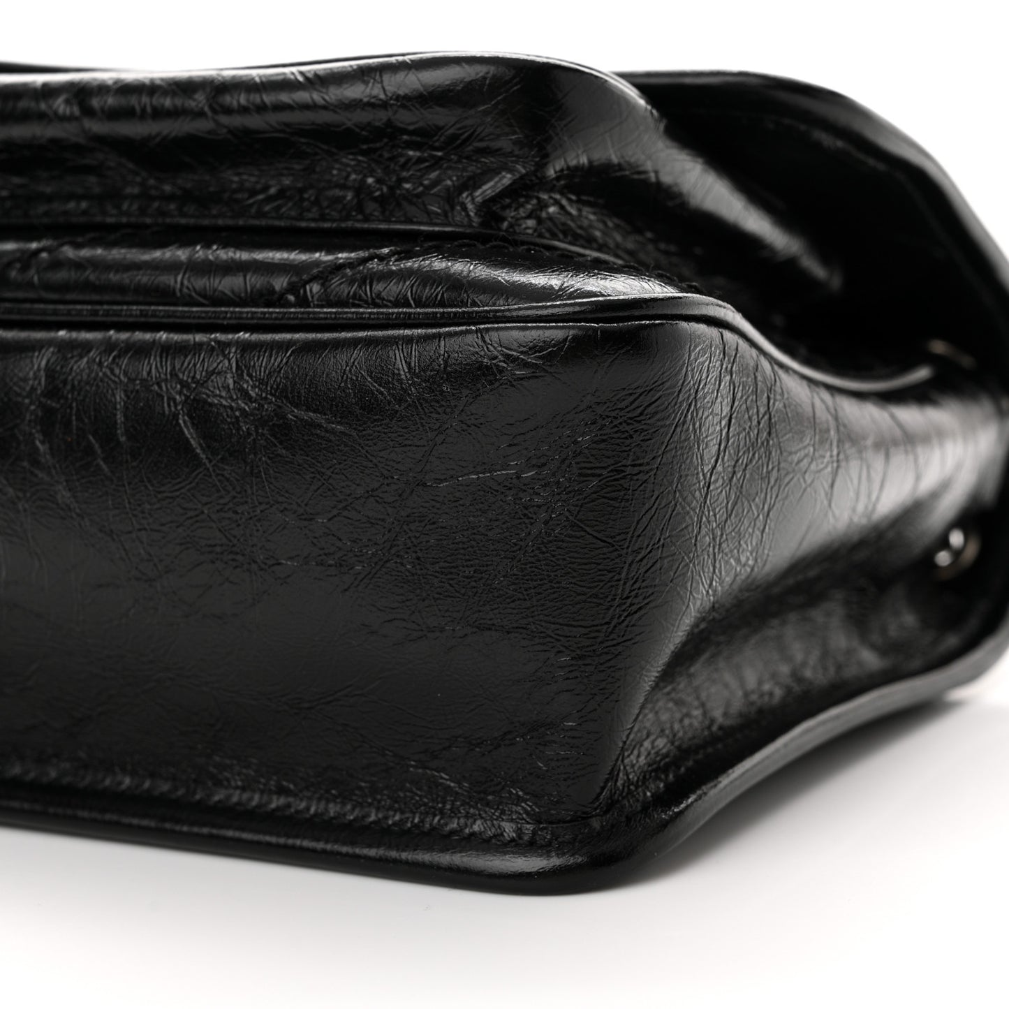 Crinkled Lambskin Matelasse Monogram Baby Niki Chain Satchel Black