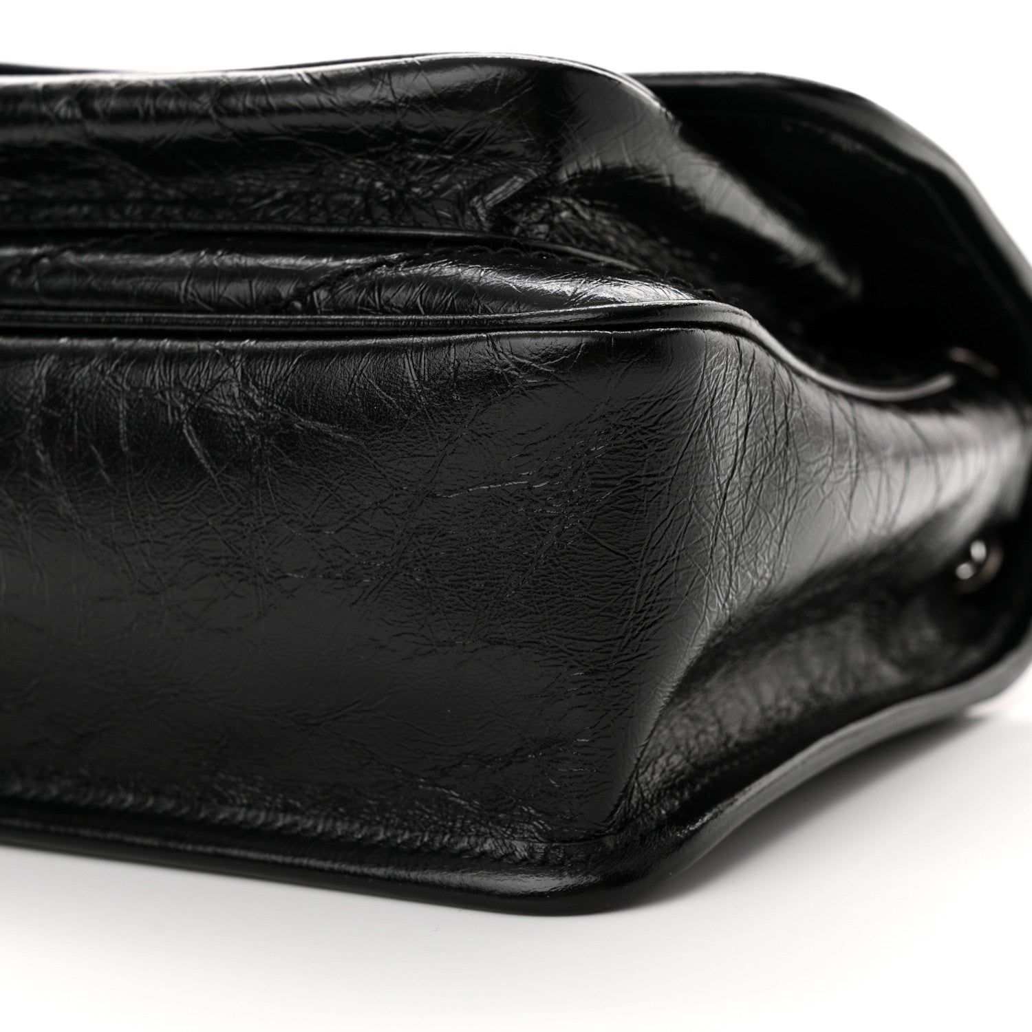 Saint Laurent Crinkled Lambskin Matelasse Monogram Baby Niki Chain Satchel Black 10 of 12