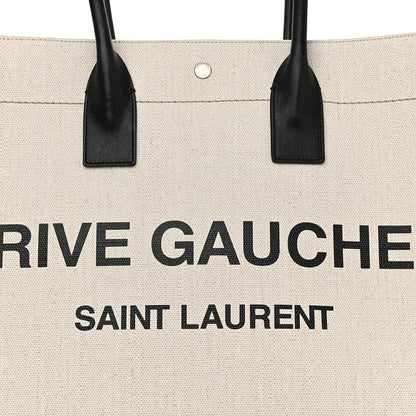 Saint Laurent Linen Calfskin Rive Gauche Tote Optic White 7 of 10