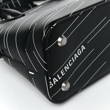 Balenciaga Calfskin Logo Print S Ville Top Handle Bag Black White 9 of 10