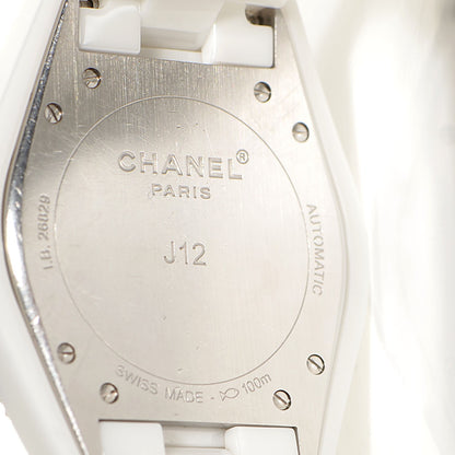 Chanel Stainless Steel Ceramic Diamond Pink Sapphire 42mm J12 Automatic Watch White 4 of 5