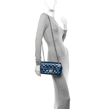 Chanel Patent Quilted Small Coco Shine Flap Blue 2 of 10