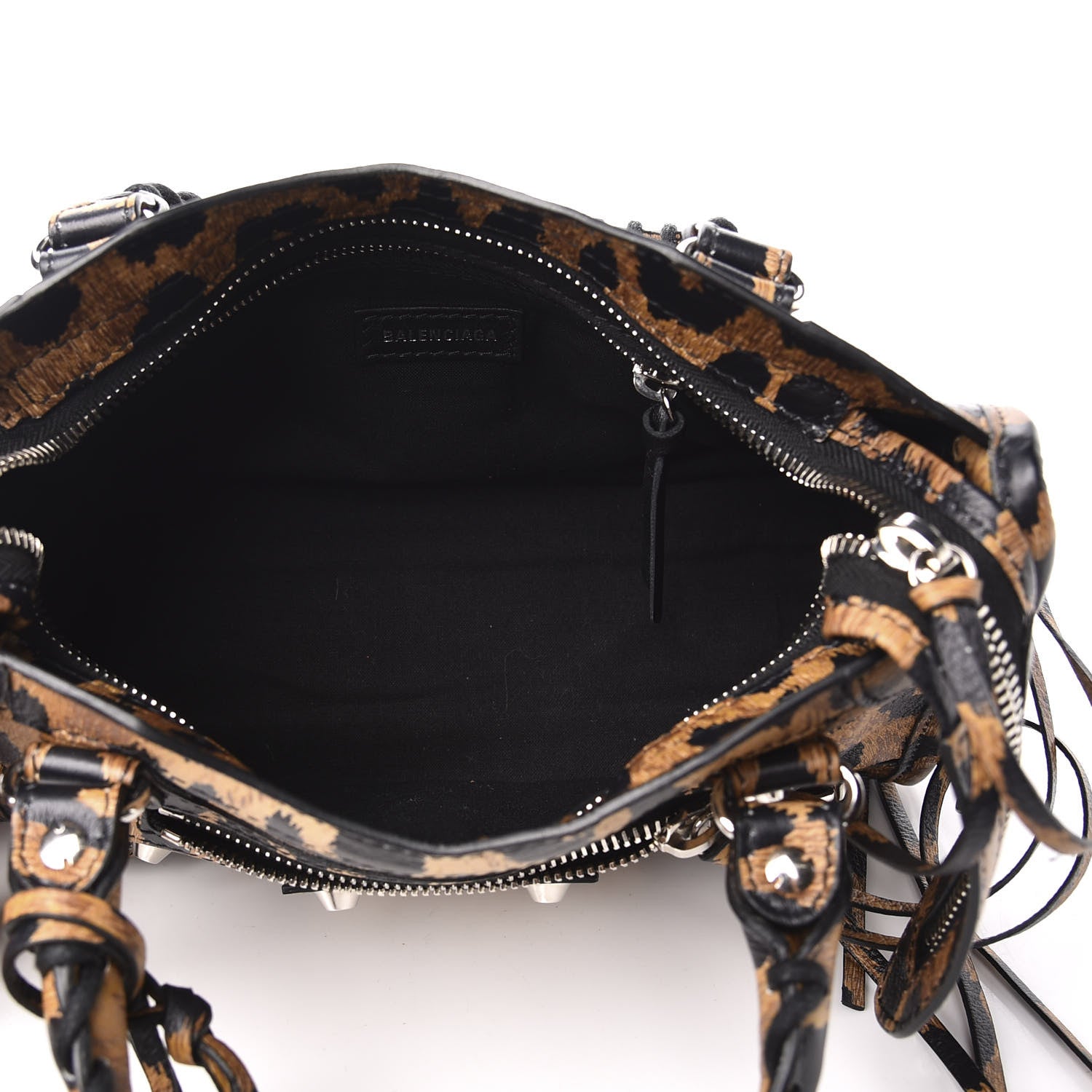 Balenciaga Smooth Calfskin Leopard Print Classic Silver Hardware Mini City Beige 4 of 10