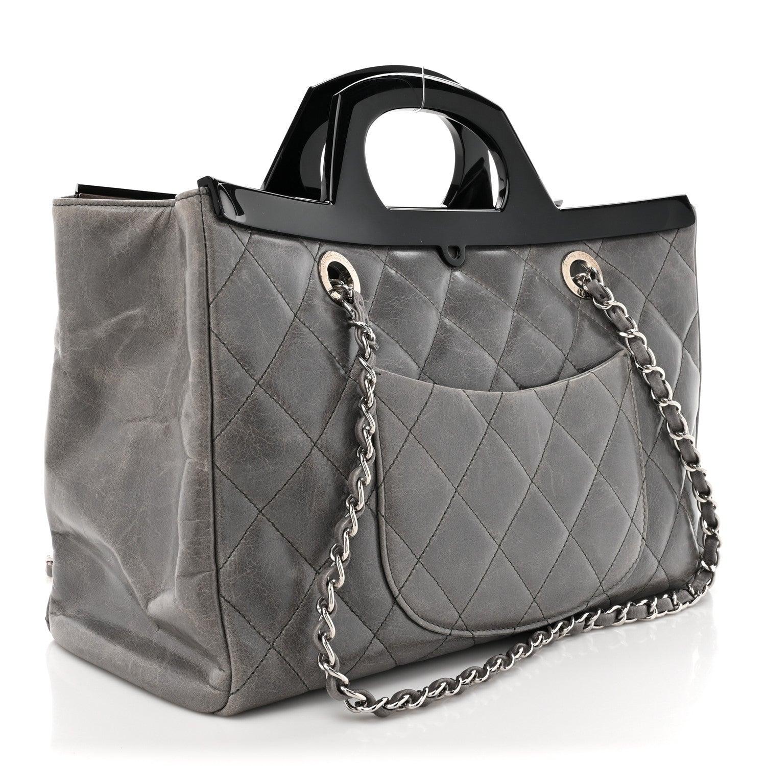 Chanel Glazed Calfskin Quilted Large CC Delivery Tote Grey 3 of 11