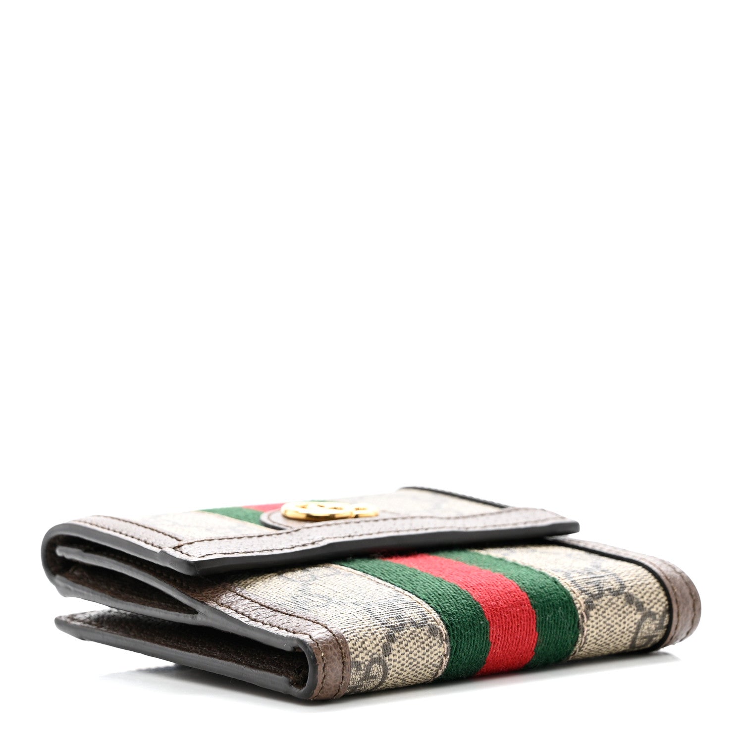 Gucci GG Supreme Monogram Web Ophidia French Flap Wallet Beige New Acero 3 of 6