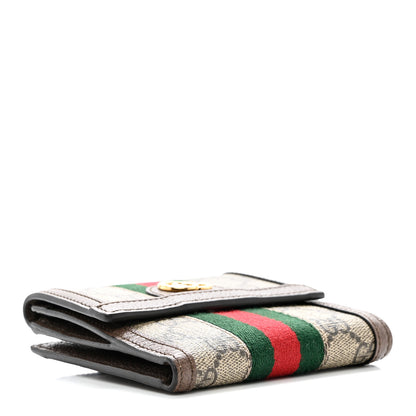 Gucci GG Supreme Monogram Web Ophidia French Flap Wallet Beige New Acero 3 of 6