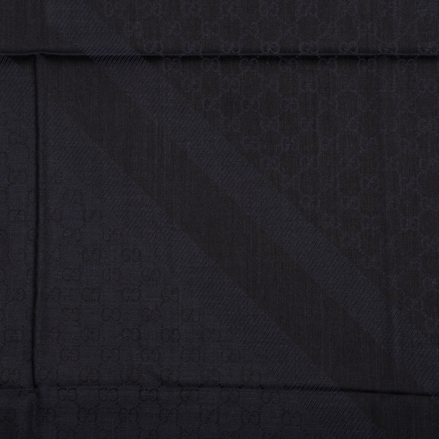 Gucci Wool Silk Monogram GGWeb Fringe Shawl Navy Black 3 of 3
