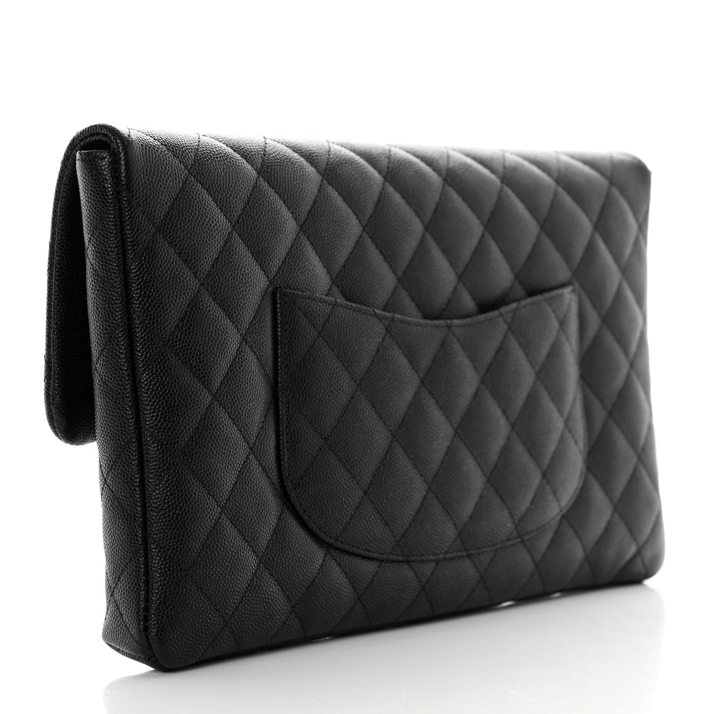 Caviar Quilted Flap Clutch Black