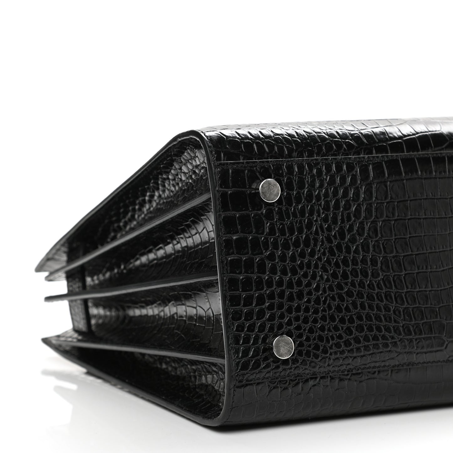 Calfskin Crocodile Embossed Small Sac de Jour Black