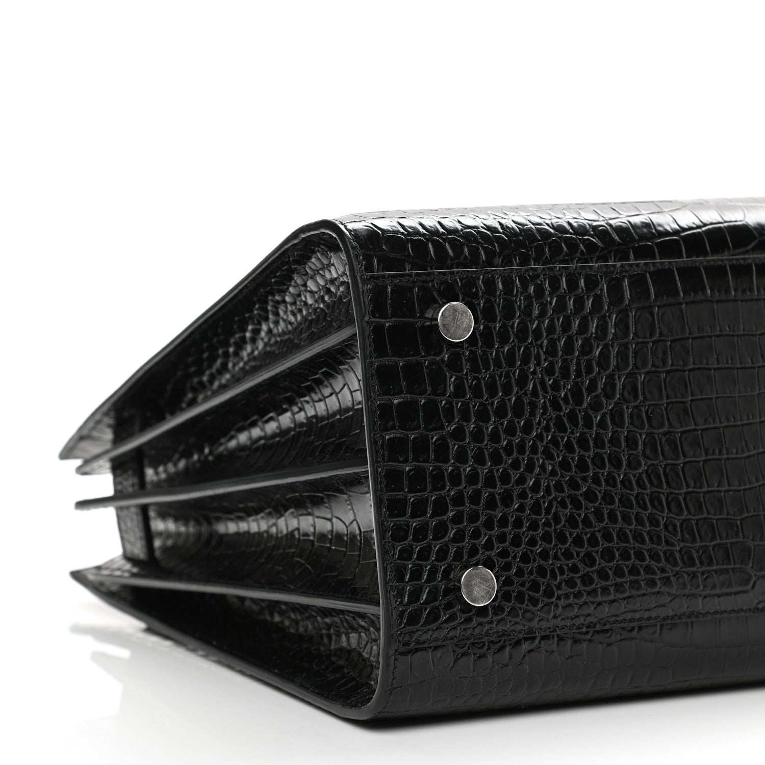 Saint Laurent Calfskin Crocodile Embossed Small Sac de Jour Black 8 of 10