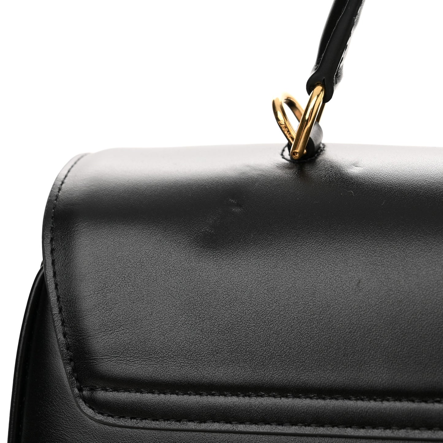 Satinated Calfskin Medium 16 Top Handle Bag Black