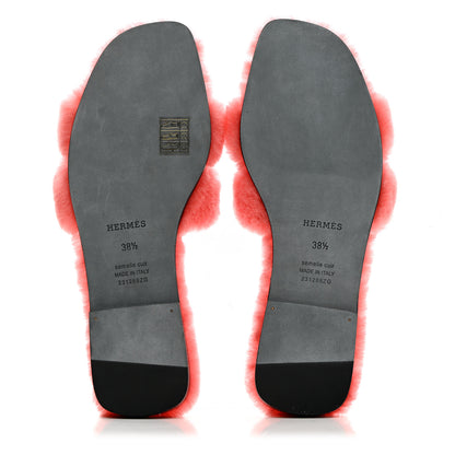 Hermes Woolskin Oran Sandals 38.5 Rose Du Desert 5 of 10