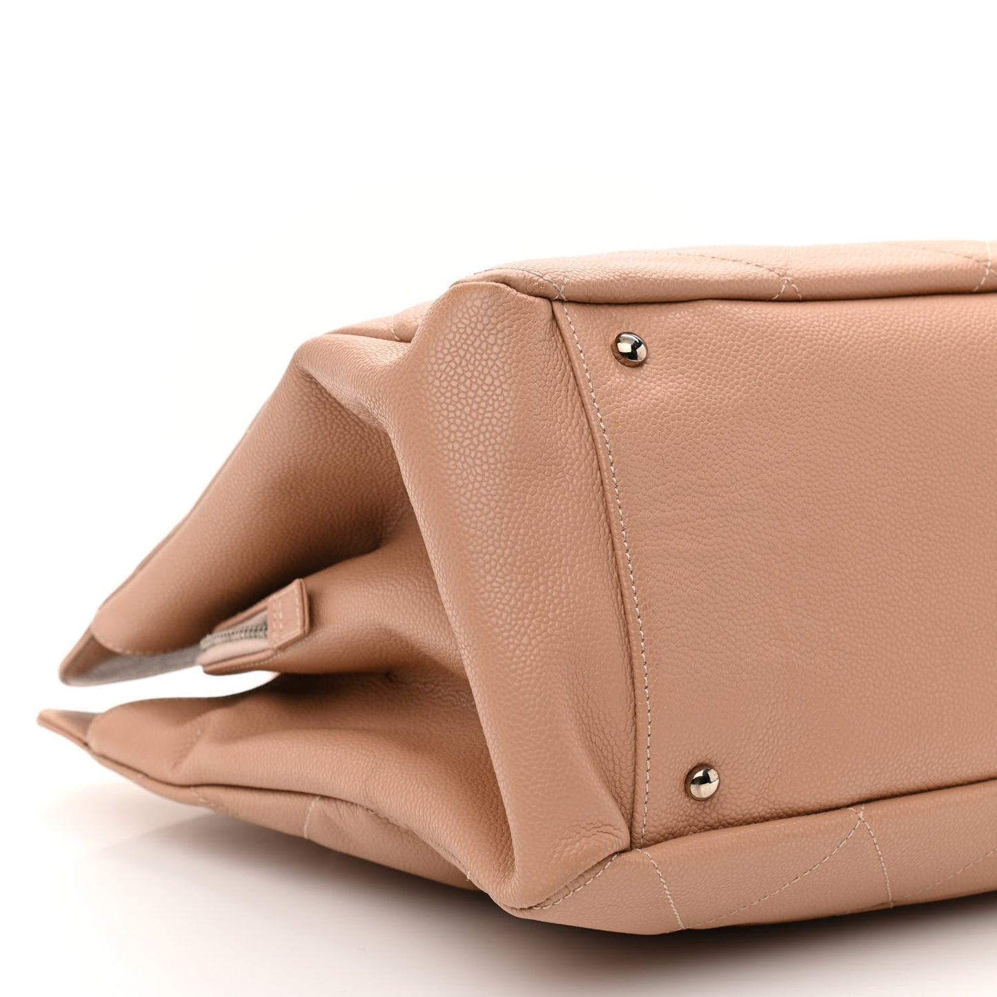 Soft Caviar Quilted Large CC Timeless Tote Beige