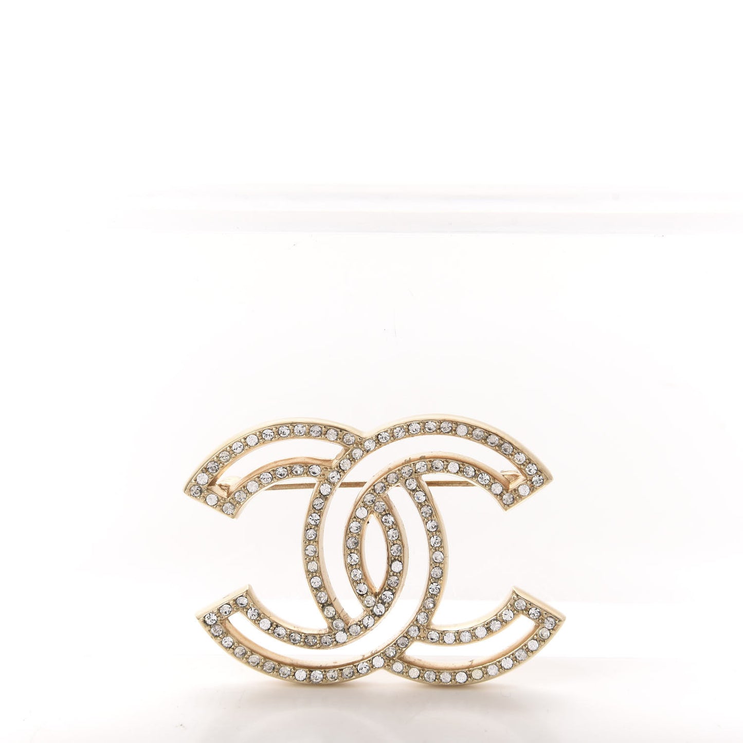 Crystal CC Brooch Gold