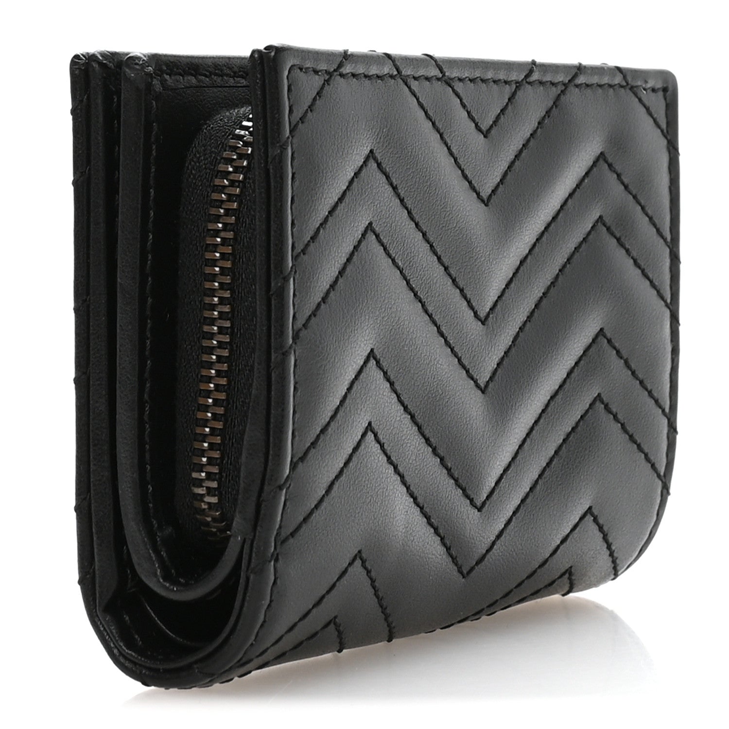 Gucci Calfskin Matelasse GG Marmont Card Case Wallet Black 3 of 7