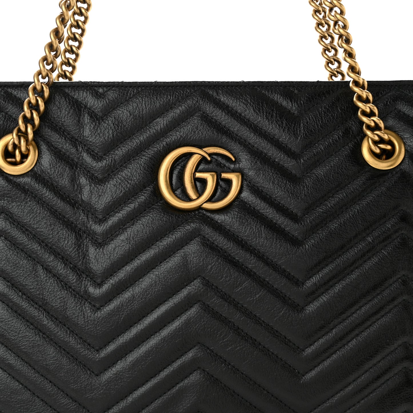 Vintage Calfskin Matelasse Medium GG Marmont Slim Tote Black