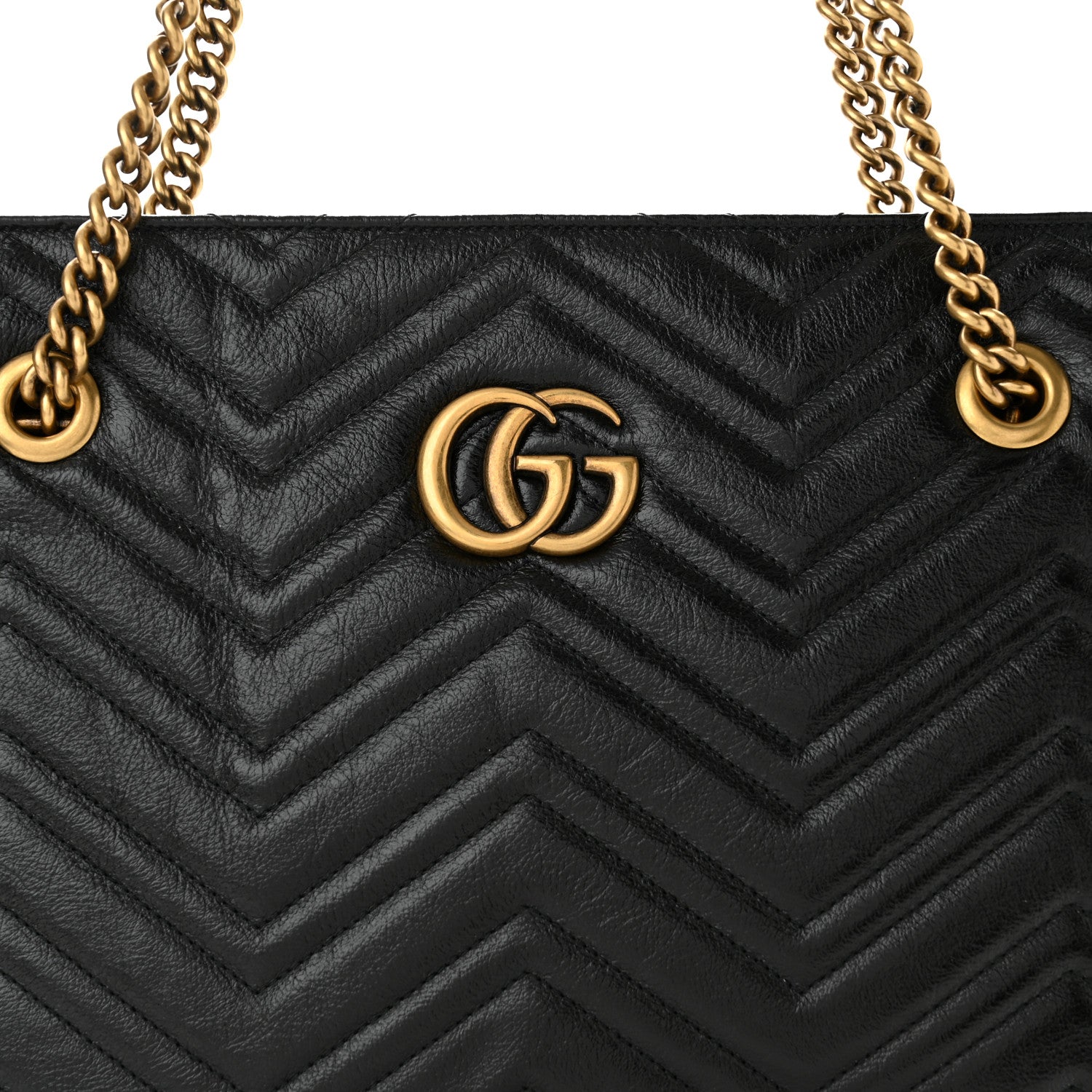 Gucci Vintage Calfskin Matelasse Medium GG Marmont Slim Tote Black 8 of 10
