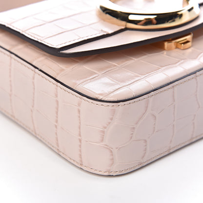 Chloe Calfskin Crocodile Embossed Mini C Double Carry Cement Pink 7 of 9