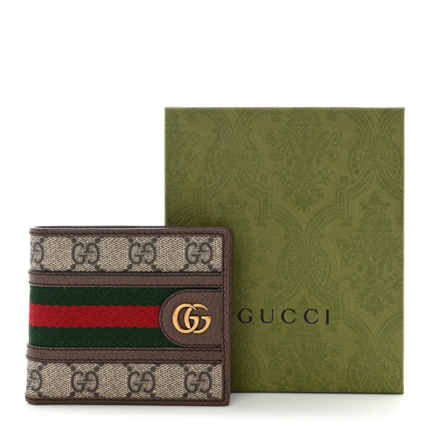 Gucci GG Supreme Monogram Web Mens Ophidia Bi-Fold Wallet Beige New Acero 8 of 8