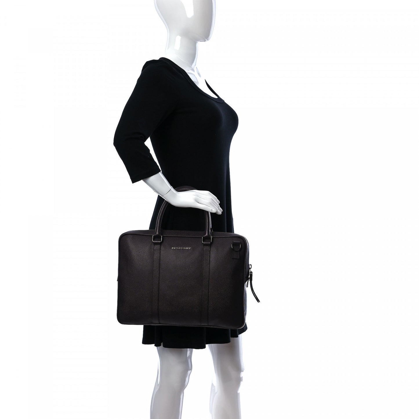 Textured Calfskin Small Newberg Briefcase Burgundy