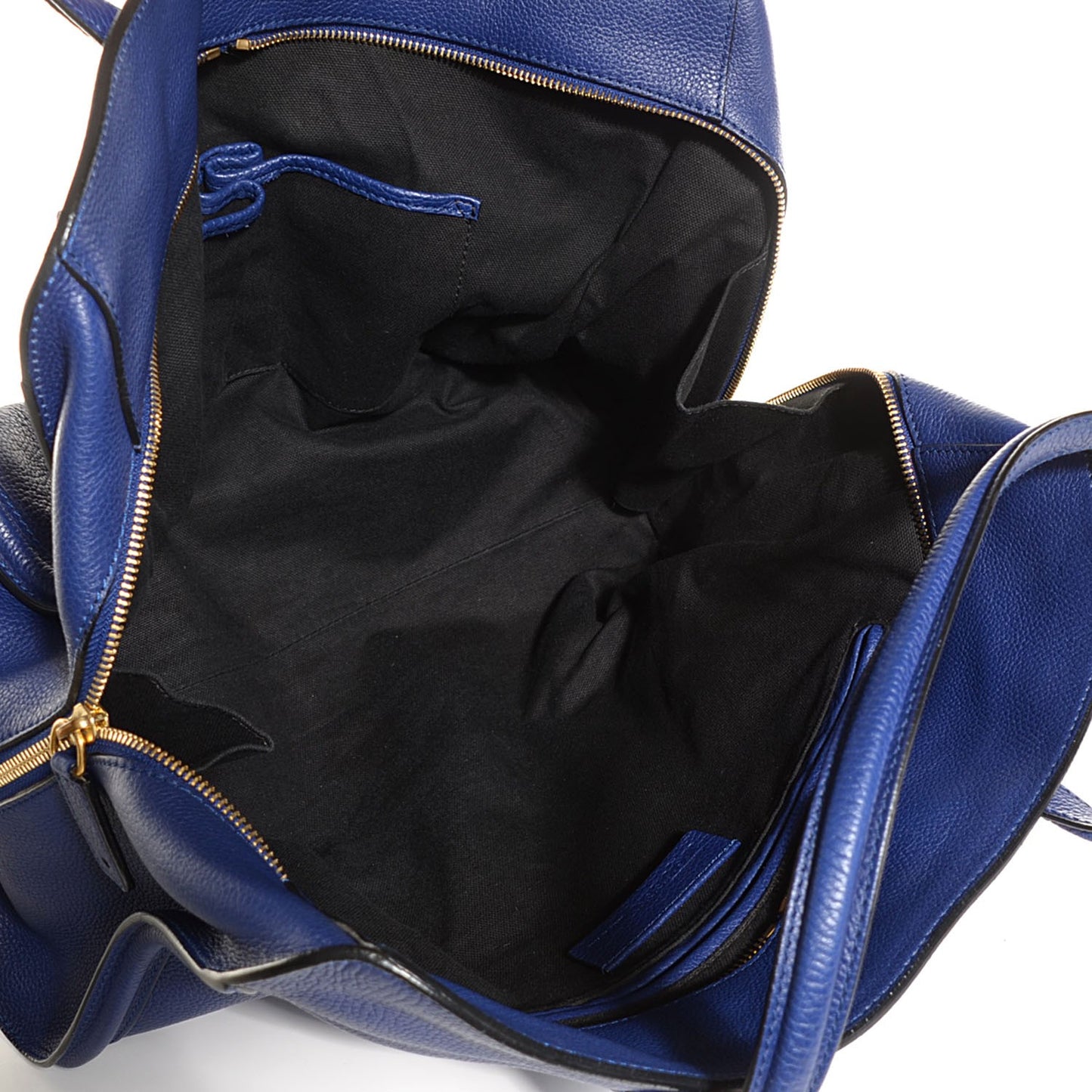 Pebbled Calfskin Large Skull Padlock Zip Around Tote Blue