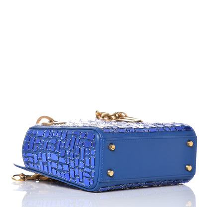 Christian Dior Smooth Calfskin Embroidered Mini Mosaic of Mirrors Lady Dior Blue 4 of 7